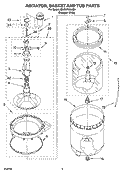 AGITATOR, BASKET AND TUB PARTS Diagram and Parts List for 2DLSQ7533JQ3  Whirlpool Washer