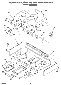BURNER BOX, GAS VALVES, AND SWITCHES, OPTIONAL PARTS Diagram and Parts List for KGCP482KSS04  KitchenAid Cooktop