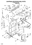 CONTROLS AND REAR PANEL PARTS Diagram and Parts List for RAS7133RQ0  Roper Washer