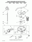 PUMP, WASHARM AND MOTOR PARTS Diagram and Parts List for GU2800XTVS3  Whirlpool Dishwasher
