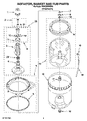 AGITATOR, BASKET AND TUB PARTS Diagram and Parts List for 7MWC87660SM0  Whirlpool Washer