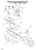 MOTOR AND ICE CONTAINER Diagram and Parts List for GD5LHGXKB01  Whirlpool Refrigerator
