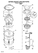 MOTOR, BASKET AND TUB PARTS Diagram and Parts List for WTW6400SW0  Whirlpool Washer