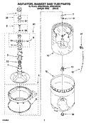 AGITATOR, BASKET AND TUB PARTS Diagram and Parts List for 4PGSC9455JT2  Whirlpool Washer