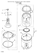 AGITATOR, BASKET AND TUB PARTS Diagram and Parts List for IJ40001  Inglis Washer