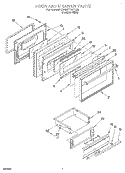 DOOR & DRAWER Diagram and Parts List for SF387PEYQ8  Whirlpool Range