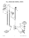 FILL, DRAIN AND OVERFILL PARTS Diagram and Parts List for KUDS35FBWH1  KitchenAid Dishwasher