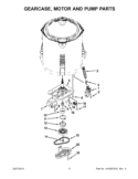 GEARCASE, MOTOR AND PUMP PARTS Diagram and Parts List for 7MWTW5622BW0  Whirlpool Washer