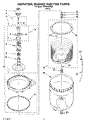 AGITATOR, BASKET AND TUB PARTS Diagram and Parts List for WTW5400TQ0  Whirlpool Washer