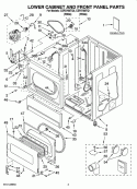 LOWER CABINET AND FRONT PANEL PARTS Diagram and Parts List for CSP2760TQ1  Whirlpool Dryer