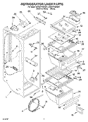 REFRIGERATOR LINER Diagram and Parts List for 3XED0FHQKB01  Whirlpool Refrigerator
