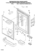 REFRIGERATOR DOOR PARTS Diagram and Parts List for KBLA22ERWH00  Whirlpool Refrigerator