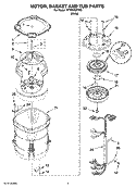 MOTOR, BASKET AND TUB PARTS Diagram and Parts List for WTW6700TW0  Whirlpool Washer
