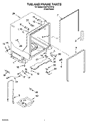 TUB AND FRAME PARTS Diagram and Parts List for KUDP02FSPA2  KitchenAid Dishwasher