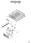 LOWER RACK PARTS Diagram and Parts List for GU1108XTLQ0  Whirlpool Dishwasher