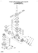 PUMP AND SPRAY ARM Diagram and Parts List for WU4300B0  Roper Dishwasher