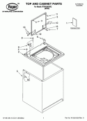 TOP AND CABINET PARTS Diagram and Parts List for RTW4000SW2  Roper Washer