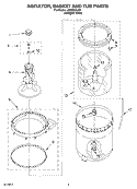 AGITATOR, BASKET AND TUB Diagram and Parts List for LBR5432LQ0  Whirlpool Washer