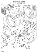 SECTION Diagram and Parts List for GEQ9800LW0  Whirlpool Dryer