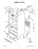 CABINET PARTS Diagram and Parts List for KBFS25EWMS10  KitchenAid Refrigerator