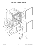 TUB AND FRAME PARTS Diagram and Parts List for IUD8500BX0  Whirlpool Dishwasher