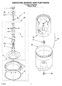 AGITATOR, BASKET AND TUB Diagram and Parts List for LSR6332KQ0  Whirlpool Washer