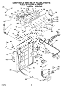 CONTROLS AND REAR PANEL PARTS Diagram and Parts List for 7MLSQ9659PG1  Whirlpool Washer
