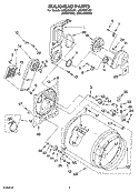 BULKHEAD PARTS Diagram and Parts List for LEQ9857LW1  Whirlpool Dryer