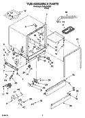 TUB ASSEMBLY PARTS Diagram and Parts List for RUD4000SQ0  Roper Dishwasher