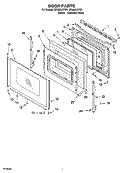 DOOR PARTS, OPTIONAL PARTS Diagram and Parts List for GR488LXRQ1  Whirlpool Range