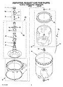 AGITATOR, BASKET AND TUB PARTS Diagram and Parts List for 1CWTW5590SQ0  Whirlpool Washer