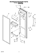 REFRIGERATOR DOOR PARTS Diagram and Parts List for 6GD5SHGXSS00  Whirlpool Refrigerator