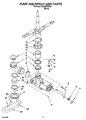 PUMP AND SPRAY ARM PARTS Diagram and Parts List for DU810SWPU0  Whirlpool Dishwasher