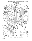 LOWER CABINET/FRONT PANEL PARTS Diagram and Parts List for CSP2770KQ0  Whirlpool Dryer