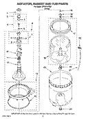 AGITATOR, BASKET AND TUB PARTS Diagram and Parts List for MTW5740TQ0  Whirlpool Washer