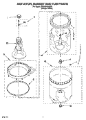 AGITATOR, BASKET AND TUB PARTS Diagram and Parts List for 7MSAWX650MQ1  Whirlpool Washer