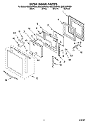 OVEN DOOR PARTS Diagram and Parts List for GMC305PDS09  Whirlpool Microwave Oven Combo