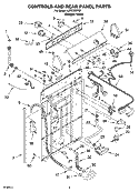 CONTROLS AND REAR PANEL PARTS Diagram and Parts List for LSR7333PQ1  Whirlpool Washer