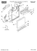 FRAME AND CONSOLE, LITERATURE Diagram and Parts List for RUD1000HB1  Roper Dishwasher