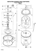 AGITATOR, BASKET AND TUB PARTS Diagram and Parts List for 7MLSR8544JT6  Whirlpool Washer