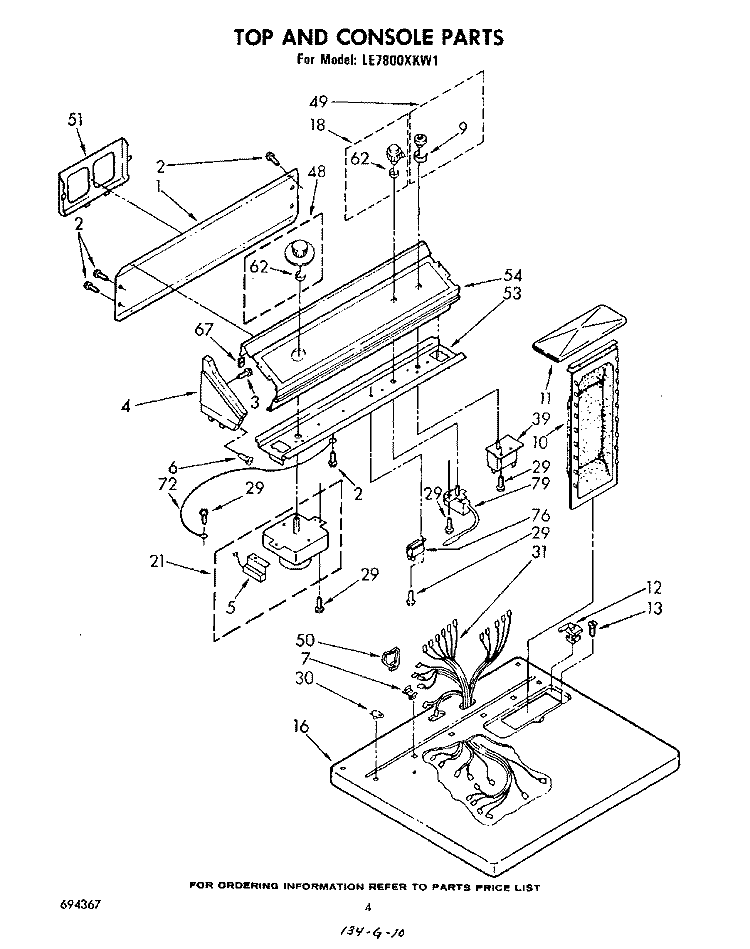 SECTION Diagram and Parts List for LE7800XKW1  Whirlpool Dryer
