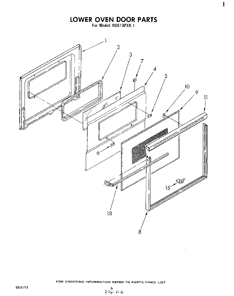 LOWER OVEN DOOR , LITERATURE AND OPTIONAL Diagram and Parts List for RS610PXK1  Whirlpool Range