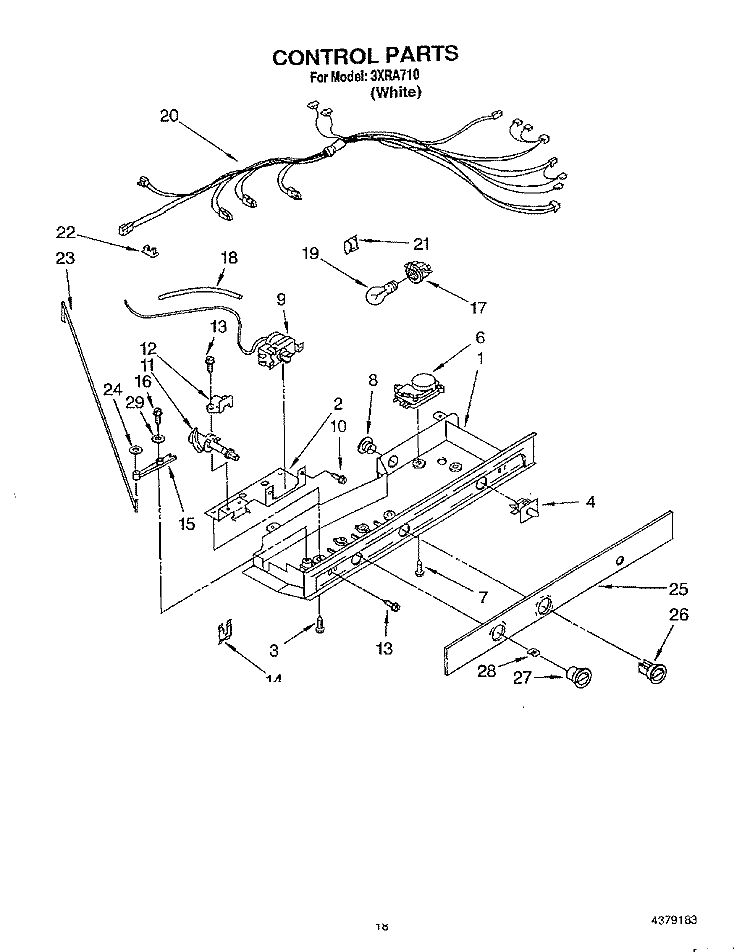 CONTROL Diagram and Parts List for 3XRA710  Whirlpool Refrigerator
