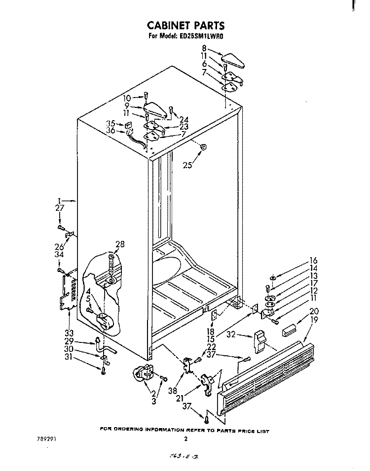 CABINET Diagram and Parts List for ED25SM1LWR0  Whirlpool Refrigerator