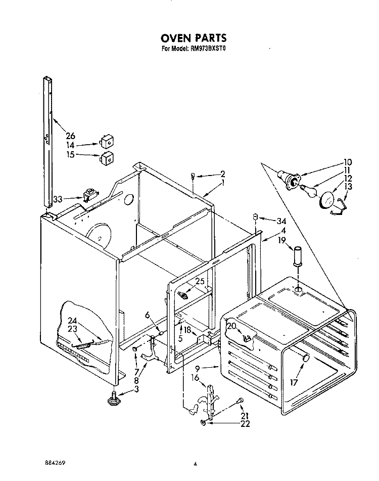 OVEN Diagram and Parts List for RM973BXST0  Whirlpool Microwave Oven Combo