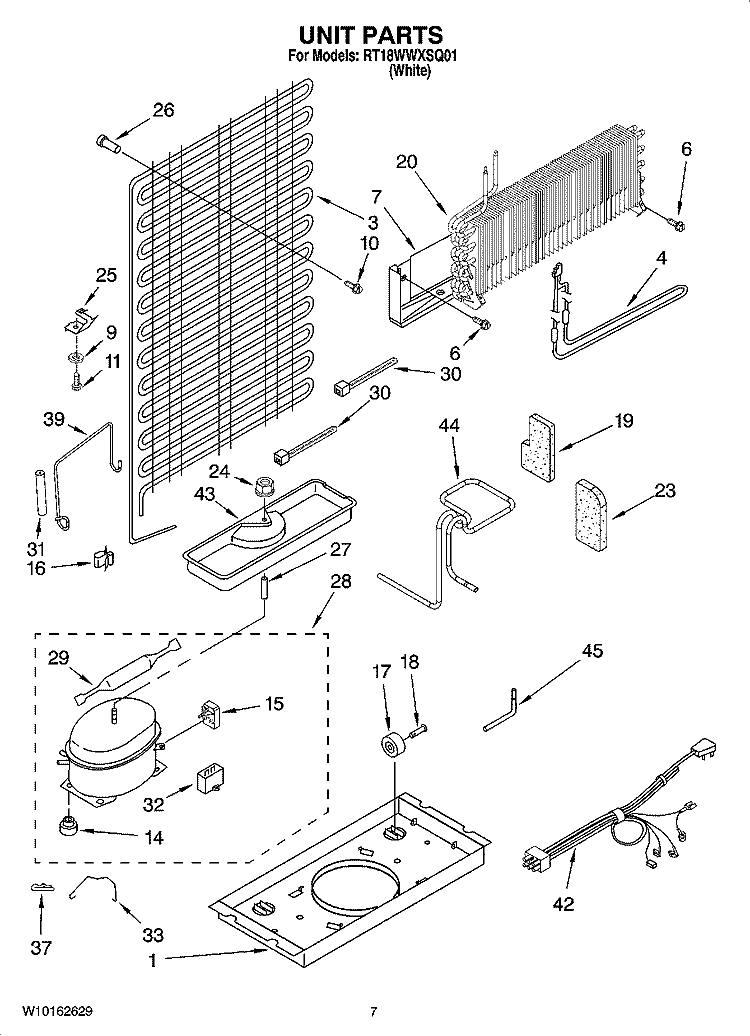 UNIT PARTS Diagram and Parts List for RT18WWXSQ01  Roper Refrigerator