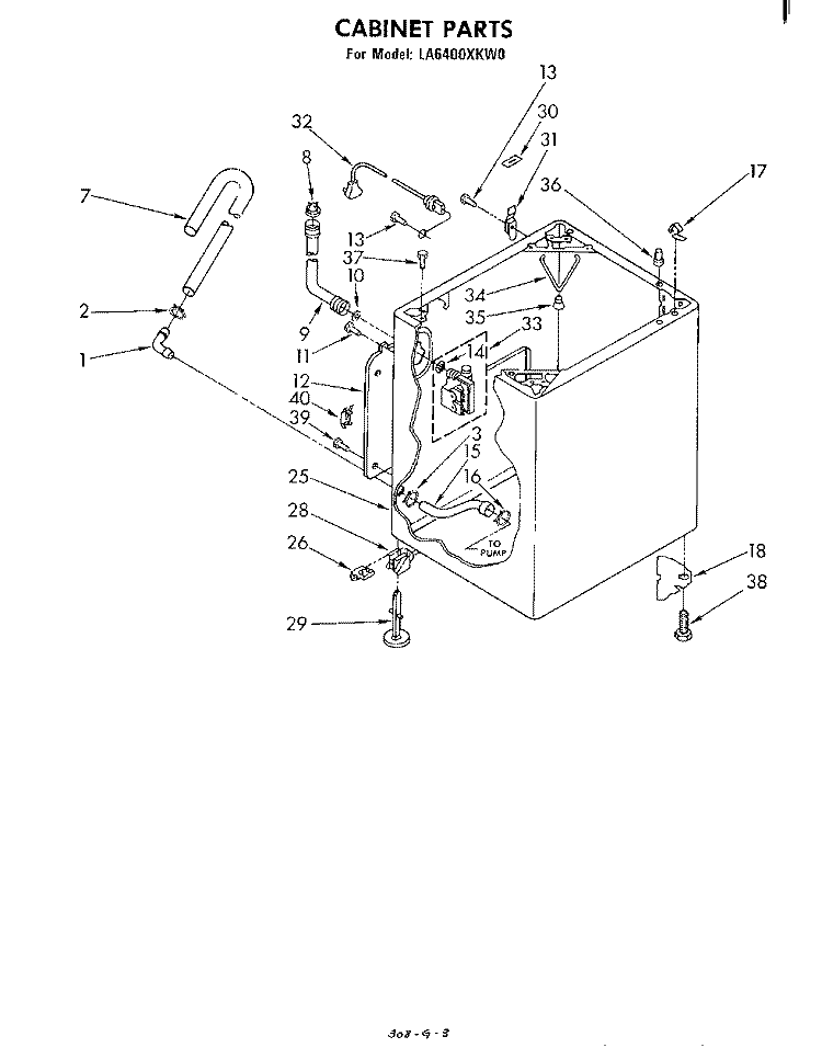 CABINET Diagram and Parts List for LA6400XKW0  Whirlpool Washer