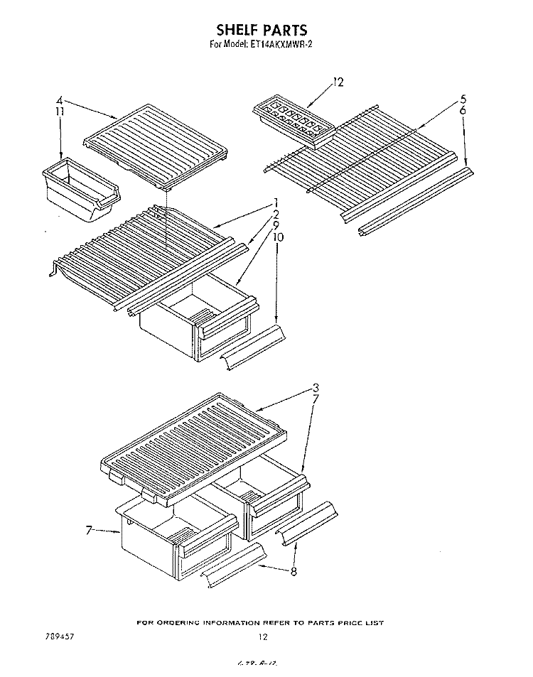 SHELF Diagram and Parts List for ET14AKXMWR2  Whirlpool Refrigerator