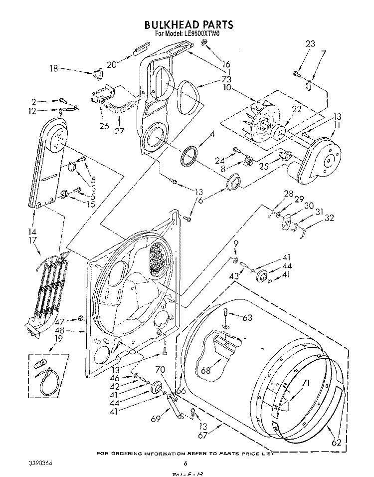 SECTION Diagram and Parts List for LE9500XTN0  Whirlpool Dryer