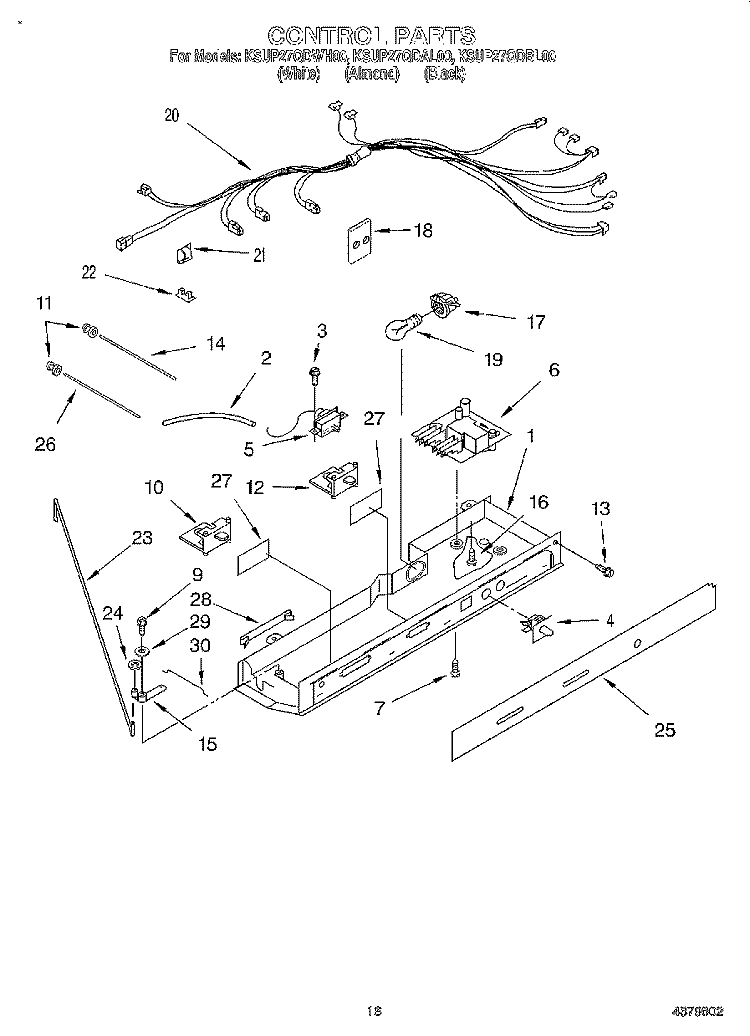 CONTROL Diagram and Parts List for KSUP27QDBL00  KitchenAid Refrigerator
